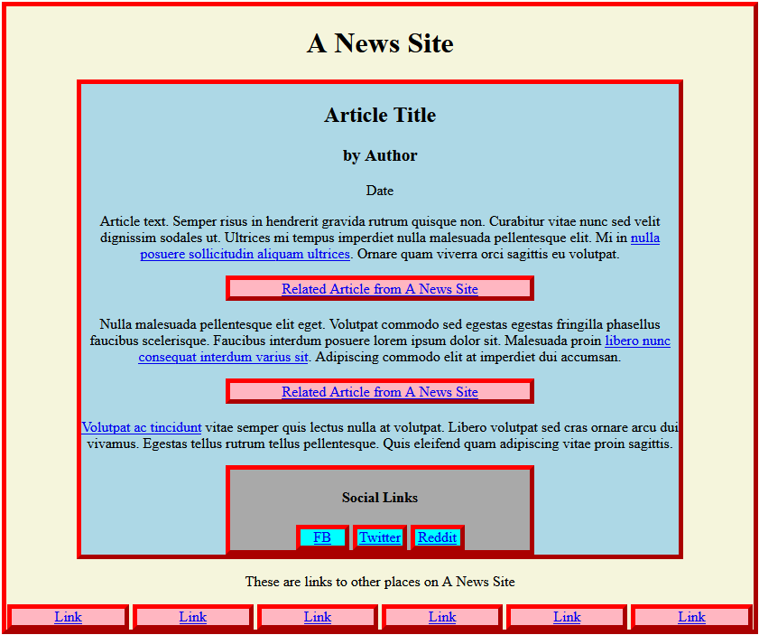Example News Site Layout